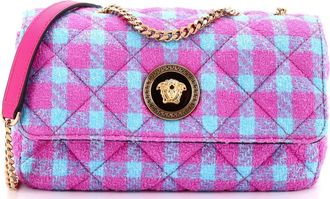 Versace Medusa Icon Chain Flap Bag Quilted Tweed East West