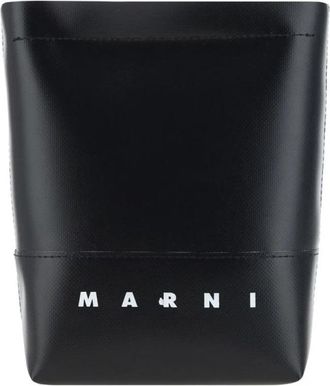 Marni Schoudertas van gecoat canvas met iconische merkhandtekening - Heren - Shoppers - Zwart - ONE Size - Polyester - Tassen