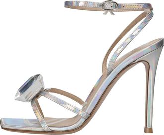 Gianvito Rossi Sandalen Zilver - Dames - Sandalen met hakken - Grijs - 39 EU - Leer - Schoenen