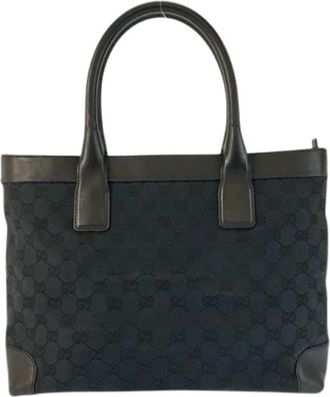 Gucci Pre-owned GG Canvas Leather Tote Bag - Dames - Vintage Shopper - Zwart - ONE Size - Leer - Vintage