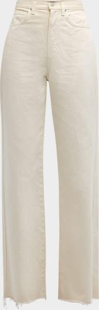 Veronica Beard Taylor Wide-Leg Frayed Jeans
