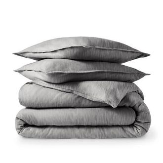 Bare Home 100% Cotton Flannel Duvet Cover & Sham Set in Heather Light Grey at Nordstrom, Size Queen