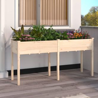 vidaXL Jardinera Con Forro Madera Maciza De Abeto 161x45x76 Cm Vidaxl
