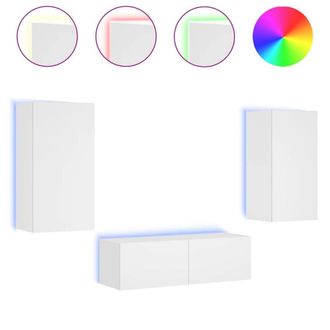Berkfield Home 3 Piece TV Wall Cabinets with LED Lights White