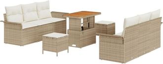 vidaXL Vidaxl - Garden Sofa Set Height-Adjustable 9 pcs Beige Poly Rattan