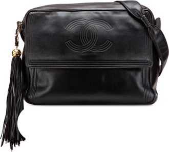 Chanel Pre-owned Womens Leather Crossbody Bag With Tassel - Black - One Size