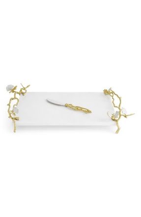 Michael Aram Butterfly Ginkgo Cheese Board & Spreader Set in Gold/White at Nordstrom