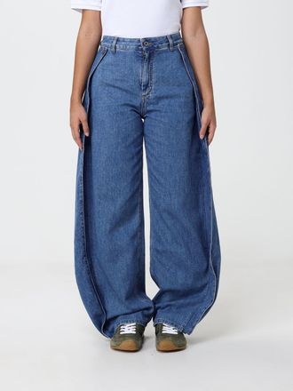 Loewe Jeans baggy a gamba larga in denim di cotone con design a vita alta