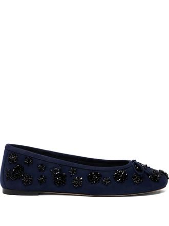 Stuart Weitzman Prima Bow embroidered flats - Blue