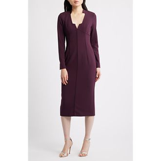 Black Halo Kylah Long Sleeve Midi Dress in Oxblood at Nordstrom Rack, Size 14