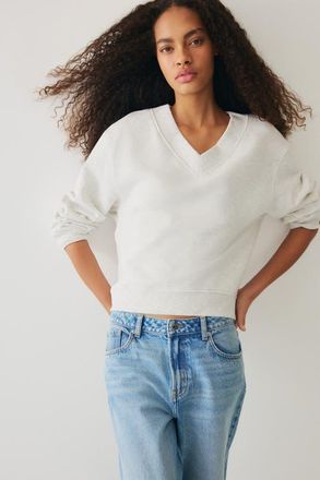 H&M V-neck Sweatshirt in Light Gray Melange at Nordstrom, Size Xx-Large