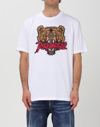 Dsquared2 Mens Bear Logo Regular Fit T-Shirt White Clothing > Polo & T-Shirts