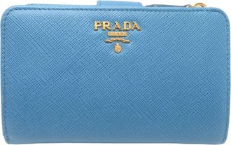 Prada Blue Multi-Color Navy White Yellow Leather Wallet (Bi-Fold) (Pre-Owned)