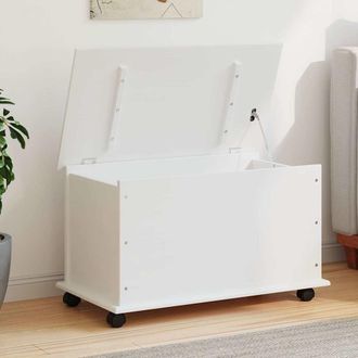 vidaXL Ba&uacute;l Almacenaje Ruedas Alta Madera Maciza Blanco 73x39,5x43 Cm Vidaxl