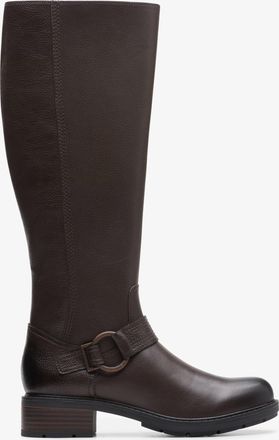 Clarks Womens Hearth Rae Dark Brown Leather Boots - Size UK 5.5