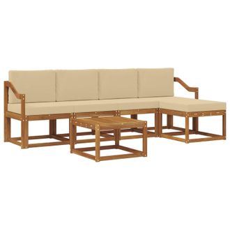 vidaXL Conjunto De Sof&aacute;s De Exterior Con Coj&iacute;n 6 Pcs Natural Y Beige Vidaxl