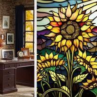 OEM L&aacute;mina Para Ventanas De Privacidad De 45 X 100 Cm Para Hogares, Con Estampado De Girasoles Coloridos, Removible, Resistente A Los Rayos Uv Y Con Aisla