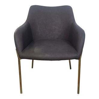 Leisure Mod Zaire Collection Modern Dining Chair, Gold Legs and CHarcoal Fabric