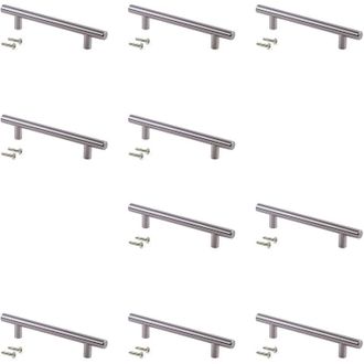 Emuca Maniglie per Mobile 12 mm Interasse 448 mm Acciaio Nichel Satinato 10 Pezzi Emuca