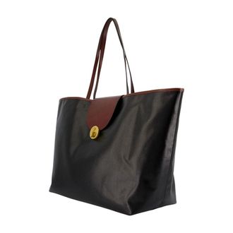 Versace Womens Leather Colorblock Tote Black Calfskin