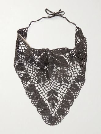 Magda Butrym Sciarpa In Cotone Crochet - Marrone