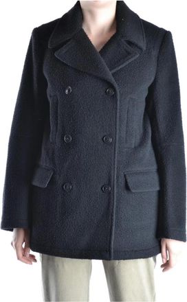 Alexander Wang Zwarte Wol Knoopjas met Zakken - Dames - Mantel - Zwart - M - Wol - Jassen