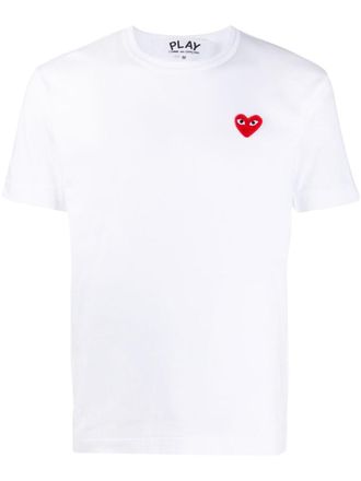 Comme Des Gar&ccedil;ons White Embroidered Logo T-Shirt