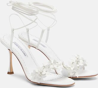 Manolo Blahnik Anista floral-applique leather sandals
