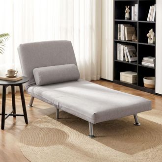 HOMCOM Single Folding 5 Position Convertible Sleeper Chair Sofa Bed in Dark Grey