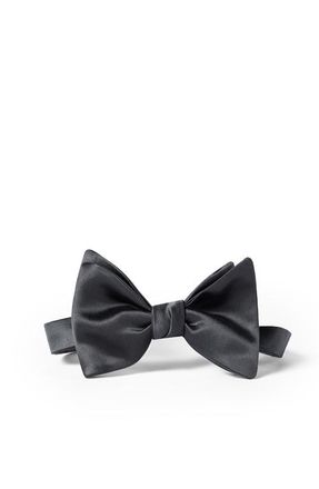 Brunello Cucinelli Cotton and silk satin bow tie in Anthracite at Nordstrom