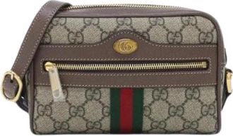 Gucci Pre-owned GG Supreme Schoudertas - Dames - Vintage Schoudertas - Beige - ONE Size - Leer - Vintage