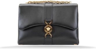 Versace Leren Dames Schoudertas Magnetische Sluiting - Dames - Schoudertassen - Zwart - ONE Size - Tassen
