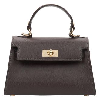 Estro & Luminara Handbags, female, Brown, Size: ONE SIZE Womens Dark Brown Satchel Handbag made of Premium Italian Genuine Leather Estro Er00116346