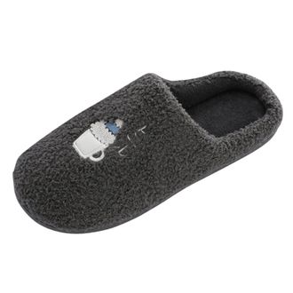 Generic Men Women Winter Plush Slippers Soft Plush Warm Memory Foam Soft Lightweight Comfortable Lightweight Cotton Slippers, dark grey, 9.5 UK
