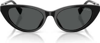 Ralph Lauren 53mm Gradient Cat Eye Sunglasses in Shiny Black/grey at Nordstrom