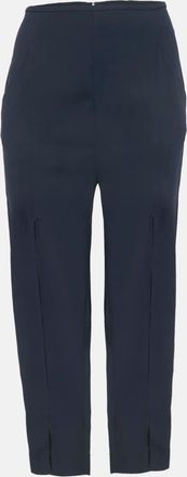 Dion Lee Navy Blue Crepe Bar-Tack Detail Trousers