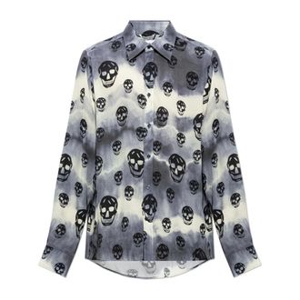 Alexander McQueen Heren, Overhemden, Grijs, Maat: S Leer