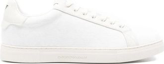 Emporio Armani Nylon Sneakers met Jacquard All-Over Eagle - Heren - Sneakers - Wit - 44 1/2 EU - Nylon - Schoenen