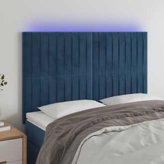 vidaXL Cabecero Con Luces Led Terciopelo Azul Oscuro 144x5x118/128 Cm Vidaxl