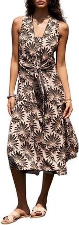 Mint Velvet Floral Print Sleeveless Midi Dress in Black at Nordstrom, Size 12