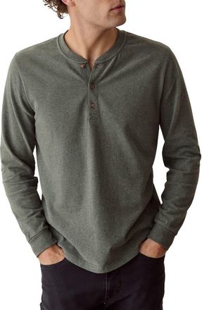 Marine Layer Luxe Jersey Henley in Balsam Green Heather at Nordstrom, Size Xx-Large