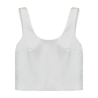 Self Portrait White Satin Top with Chain Detail