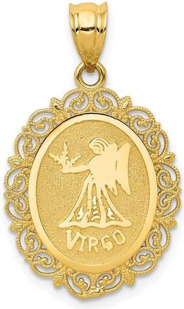 Diamond2Deal 14k Yellow Gold Solid Satin Polished Virgo Zodiac Oval Pendant