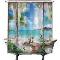 OEM Cortina De Ducha Con Estampado De Playa Y Oc&eacute;ano, Estilo Natural, 180 X 200 Cm, Lavable, Resistente Al Moho, Con 12 Anillas Para Colgar, Disponible En
