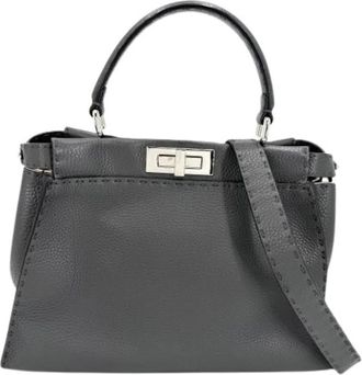 Fendi Pre-owned Peekaboo Handbag - Dames - Vintage Handtas - Grijs - ONE Size - Leer - Vintage