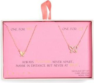 Leith CZ You & Me Butterfly Pendant Necklace Set in Clear- Gold at Nordstrom Rack