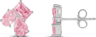 SHYMI Multi Shape Cubic Zirconia Stud Earrings in Silver/pink at Nordstrom