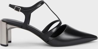 Charles & Keith Curved Heel T-Strap Pumps