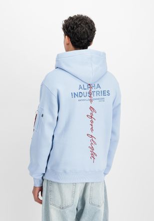 Alpha Industries Hoodie ALPHA INDUSTRIES Signature Backprint Hoodie, Herren, Gr. 3XL, artic blau, Obermaterial: 80% Baumwolle, 20% Polyester, regular fit, Sweatshirts 