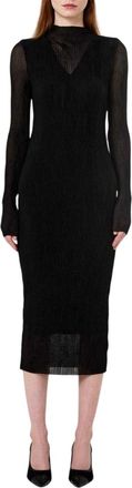 HUGO BOSS Midi-jurk met lange mouwen van mesh voor dames (Zwart)